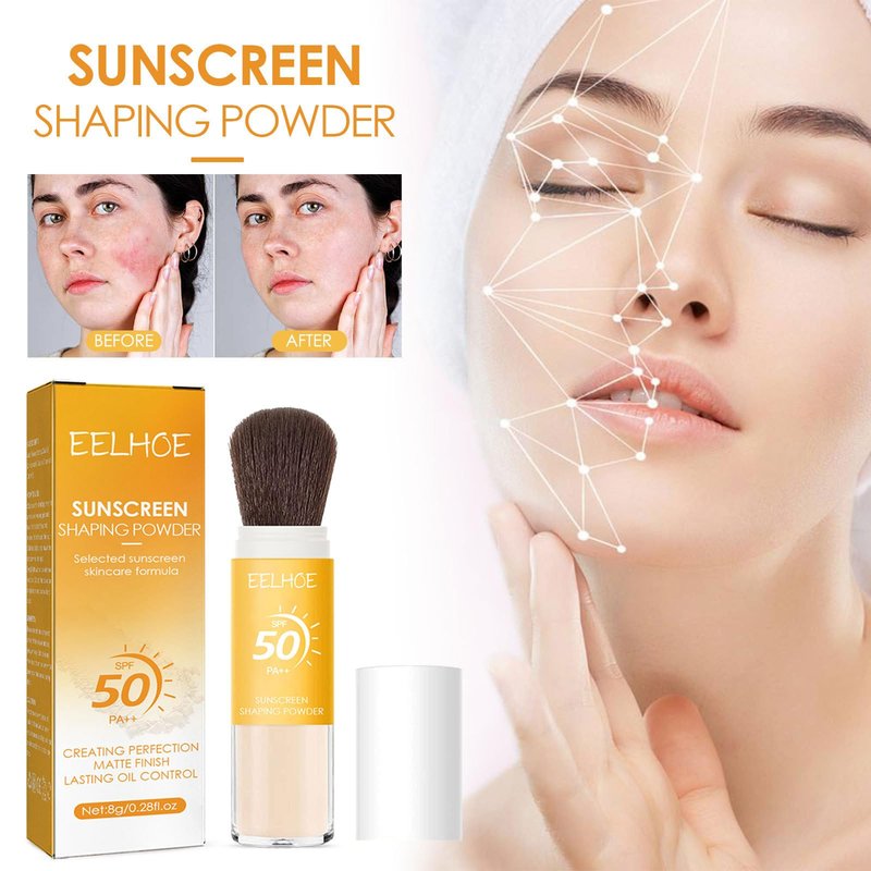 Dulele Sunscreen Setting Powder, 2PCS Mineral Matte Finish Loose Face Powder, SPF 50, Natural, Translucent, Oil Control, Minimizes Fine Lines & Pores