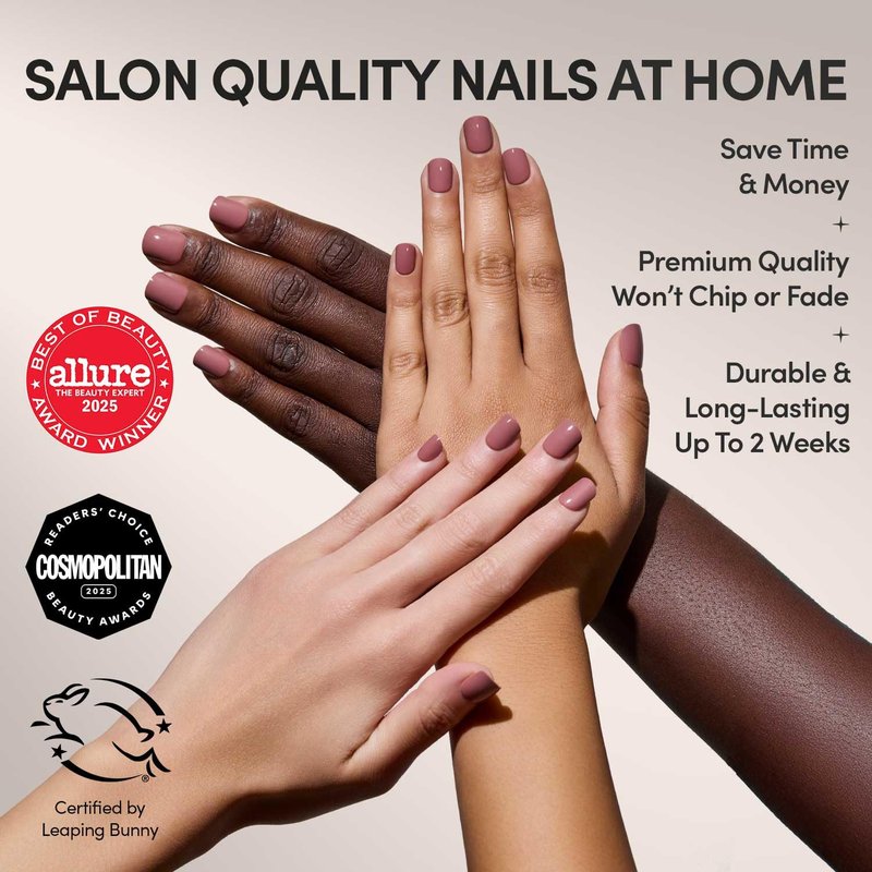Glamnetic Press On Nails - Super Short Round Fake Nails, Muted Mauve Purple Nails, Mauve Cutie | 12 Sizes - 30 Nail Kit with Glue