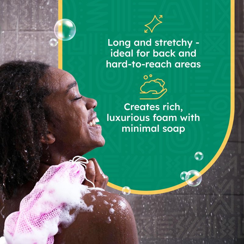 AURAE African Net Sponge – 6-Pack Exfoliating Body Scrubbers, Quick-Drying, Multi-Color