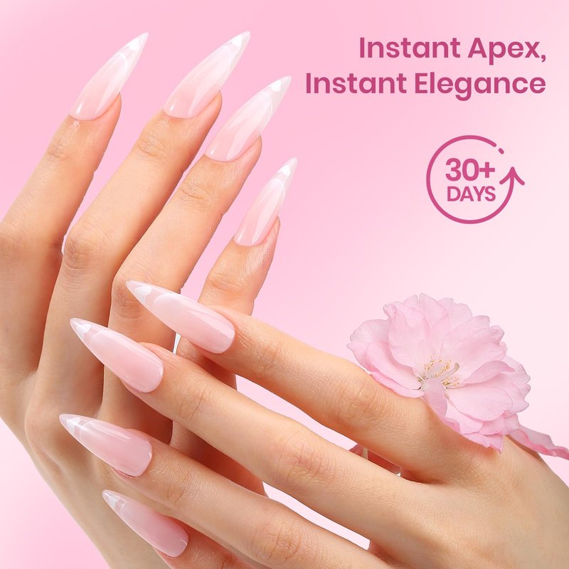 Beetles Tipex Lite Pre-Built Instant Apex Nail Tips, Stiletto Long, 256pcs Value Pack, 16 Sizes | 00-14, Flat-Nail Friendly Acrylic Tips for Natural Nail Beds, Easy for Beginner DIY