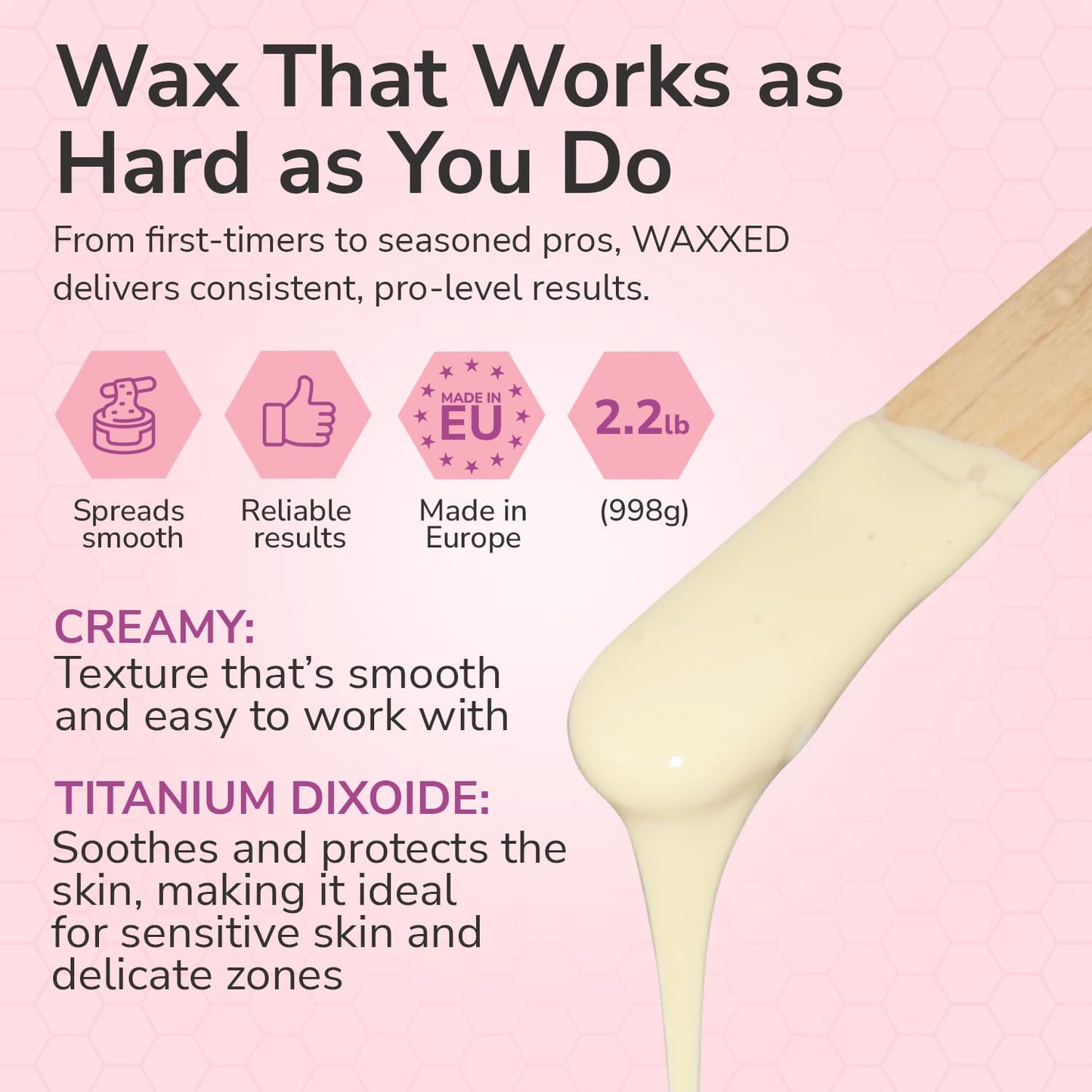 WAXXED Cream Hard Wax Beads 2.2LB - Professional Hair Removal Wax for Sensitive Skin - Smooth Application & Clean Removal