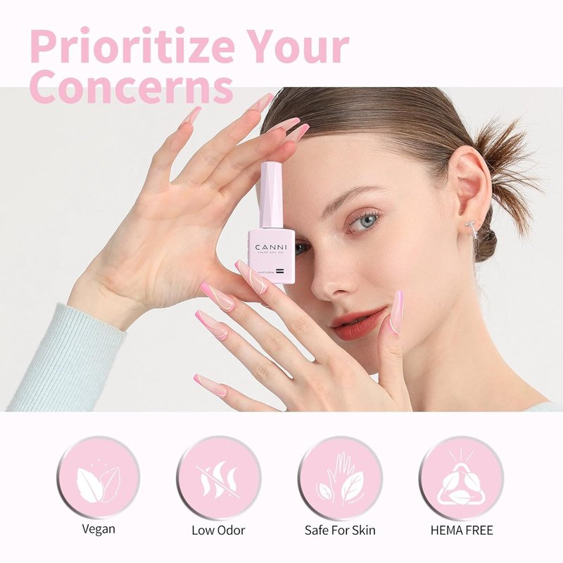 Light Pink Gel Nail Polish - High Gloss Soak Off UV Formula | 1 Pc Baby Pink for Salon & DIY Manicure