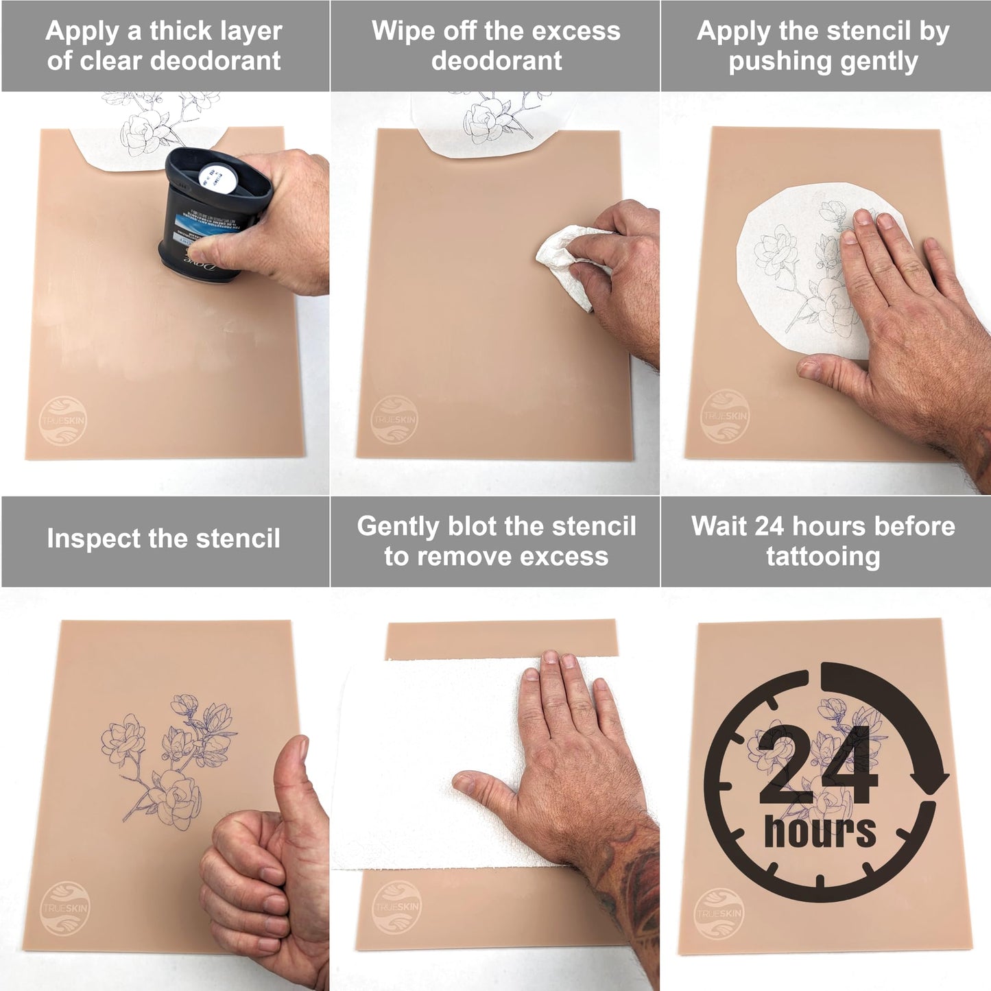 TrueSkin Fake Skin - 4-5mm - 8.5" x 11" - Double Sided - Trade Show Quality - Platinum Silicone Tattoo Practice Skin