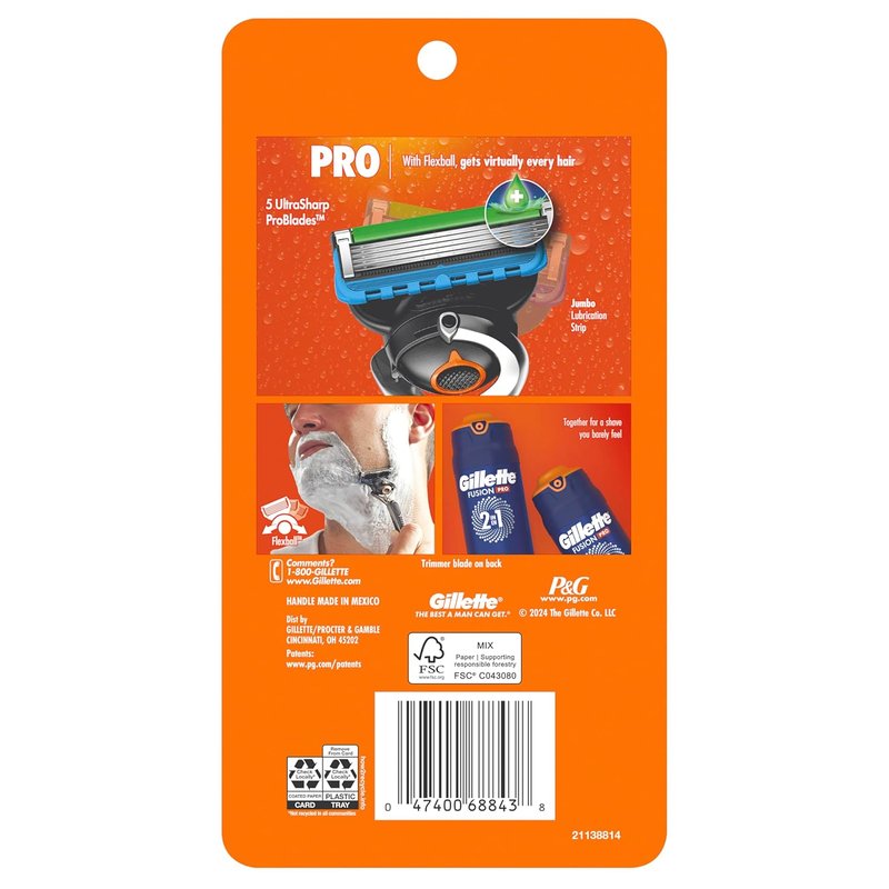 Gillette Fusion5 ProGlide Shaving Razor - FlexBall Handle & Precision Trimmer | 4 Blade Refills