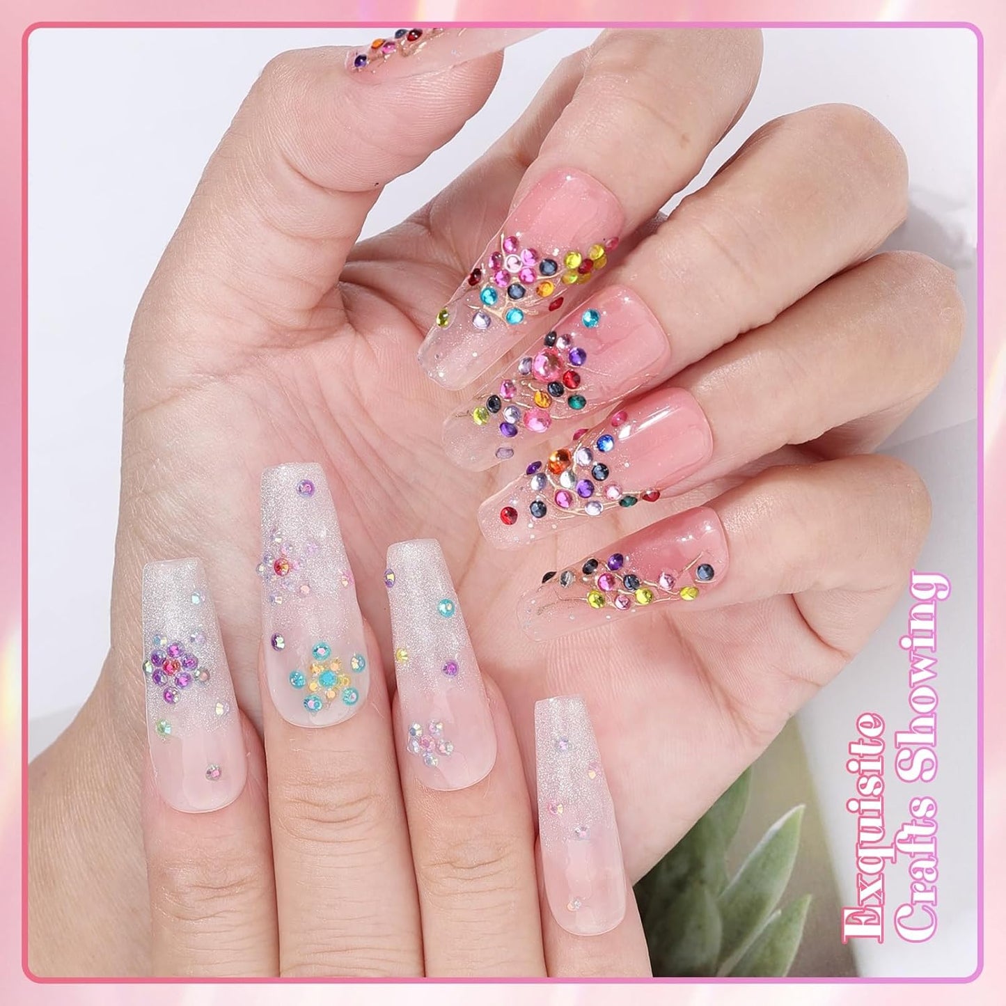 Skiennix Nail Art Rhinestones Kit - 6 Boxes of 2mm Mixed-Color Flatback Pearls with Tweezers & Brush