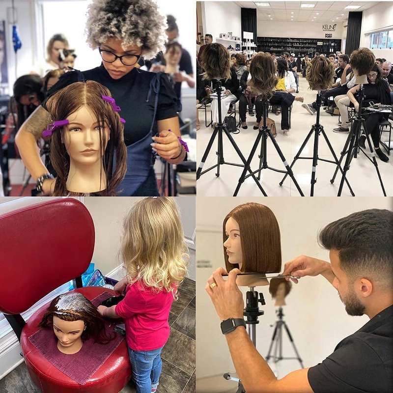 Realistic Mannequin Head with 100% Human Hair - Cosmetology Styling Practice Doll | 14 Inch