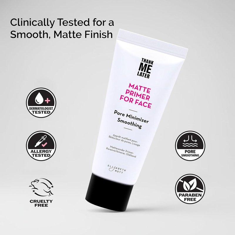 Elizabeth Mott Thank Me Later Face Primer - Mattifying Makeup Base for Smooth, Poreless Skin - Lightweight, Long-Lasting, 30g
