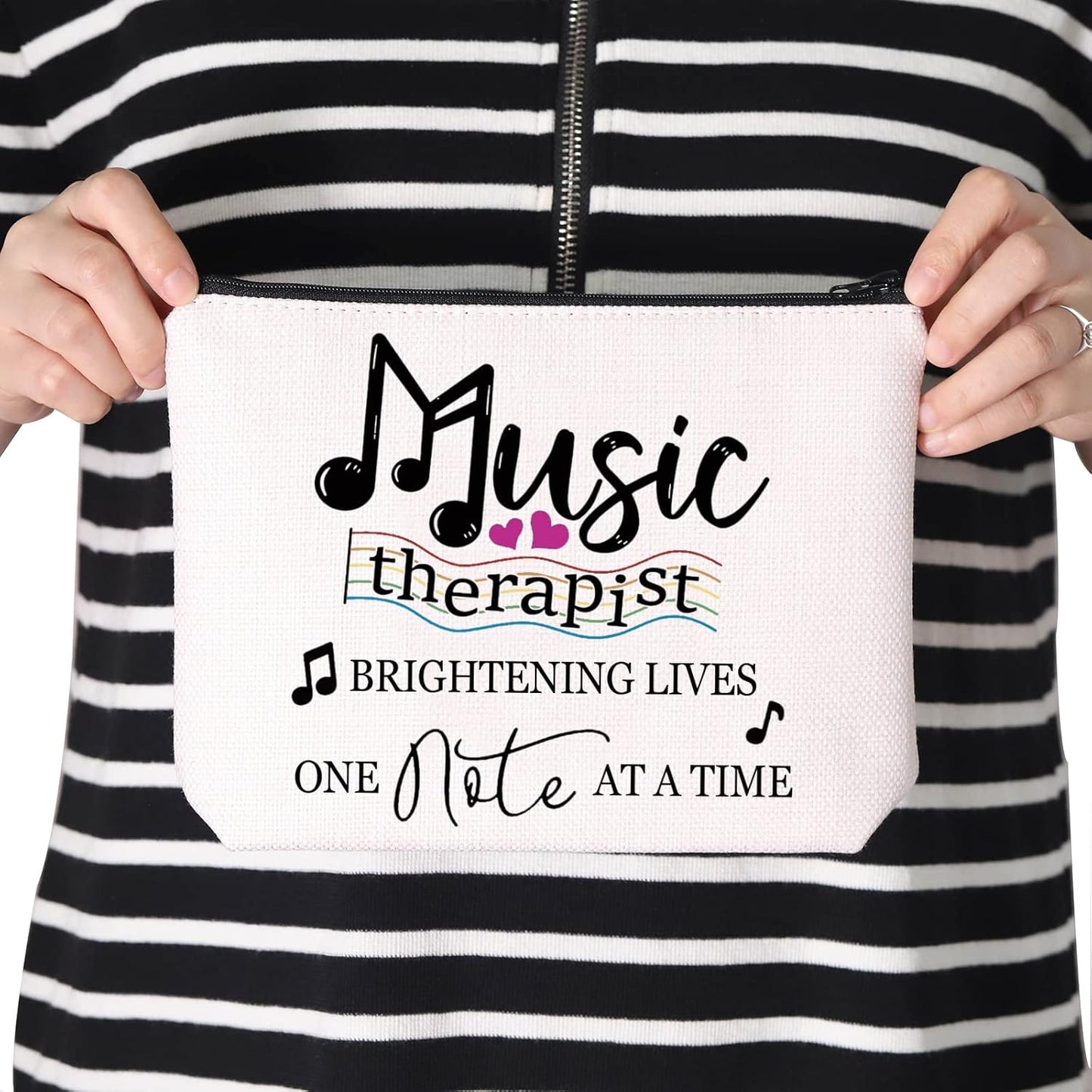 TSOTMO Music Therapist Gift - Brighten Lives with This Stylish Zipper Pouch Makeup Bag | Perfect for Teacher’s Day