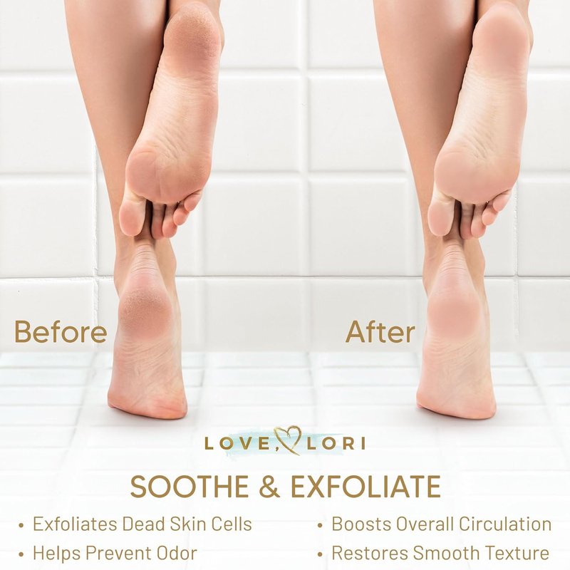LOVE, LORI Premium Foot Scrubber - XL Non-Slip Shower Exfoliator with Suction Cups | Grey
