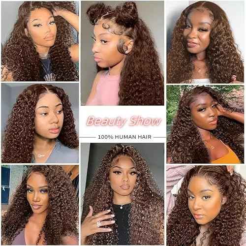 Brown Kinky Curly Bundles Human Hair Chocolate Brown Bundle Niegmeag Brazilian Virgin Remy Hair 3 Bundles 16 18 20 Inch Double Weft Soft and Silky Color 4 Kinky Curly Bundle Hair Weave