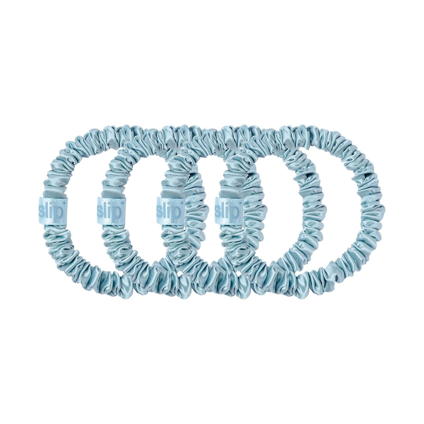 slip Skinny Scrunchies: Anti-Crease, Anti-Breakage Slipsilk™ Design Protects Delicate Hair | Includes 4 Pure Silk Scrunchies: Sky Blue