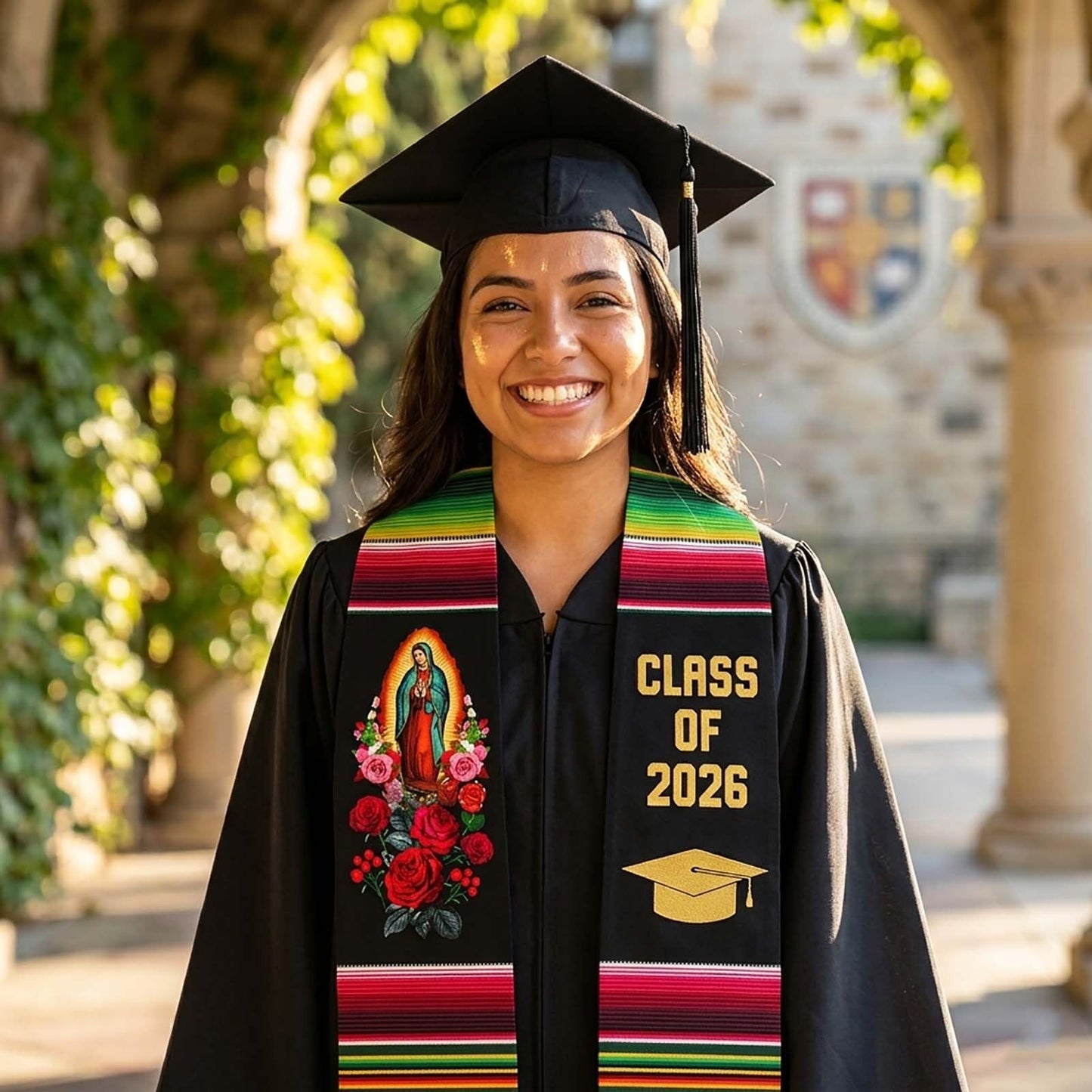 YQIUSM Mexican Graduation Sash Graduation Stole Class Of 2026 Virgen de Guadalupe Stoles For Graduation 2026