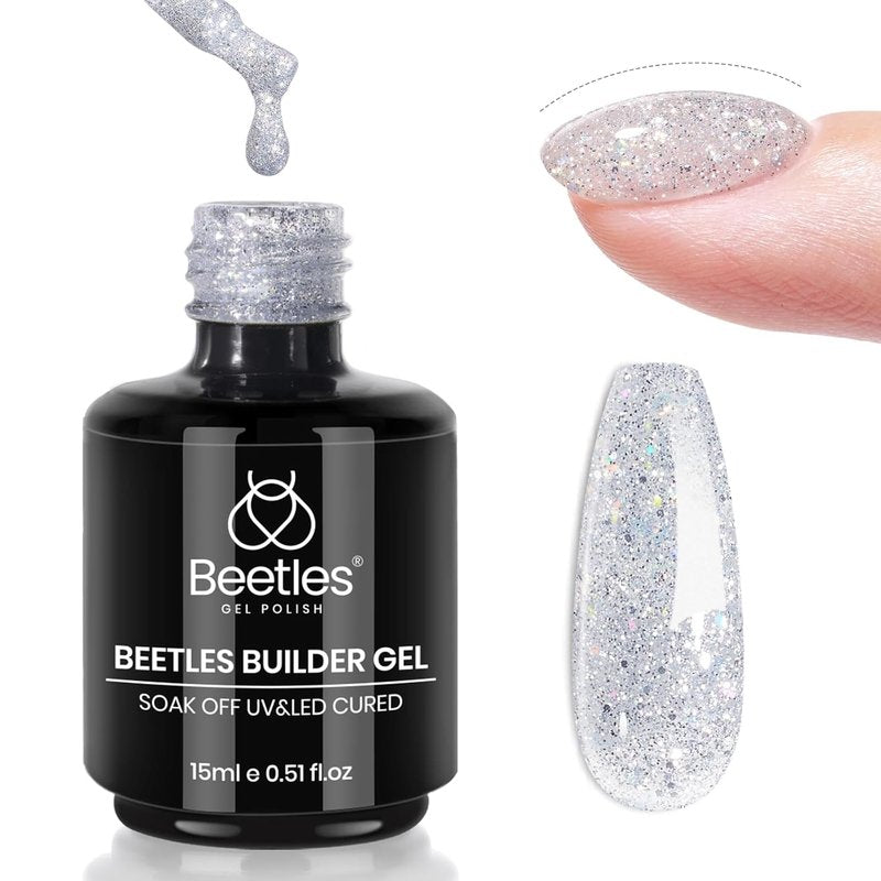 Beetles Builder Gel for Nails - Dusk Pact 0.5 oz | 8-in-1 Thickening & Strengthening Gel for DIY Nail Art