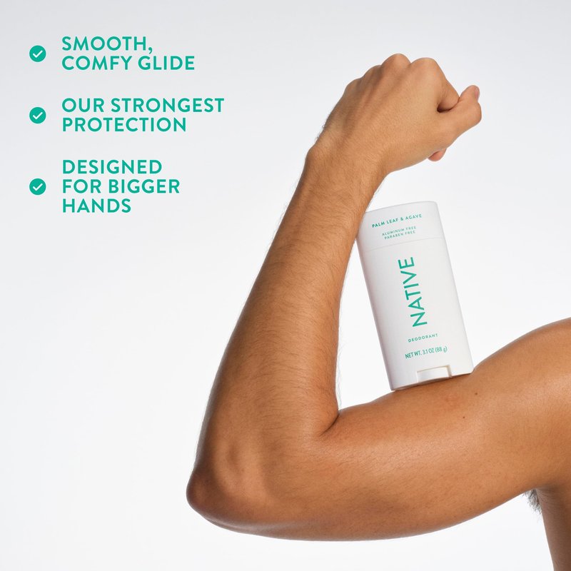 Native Aluminum Free Deodorant, Palm Leaf & Agave, Large Size Stick, 72 Hour Odor Control, for Women & Men, Contains Naturally Derived Ingredients, 3.1 oz