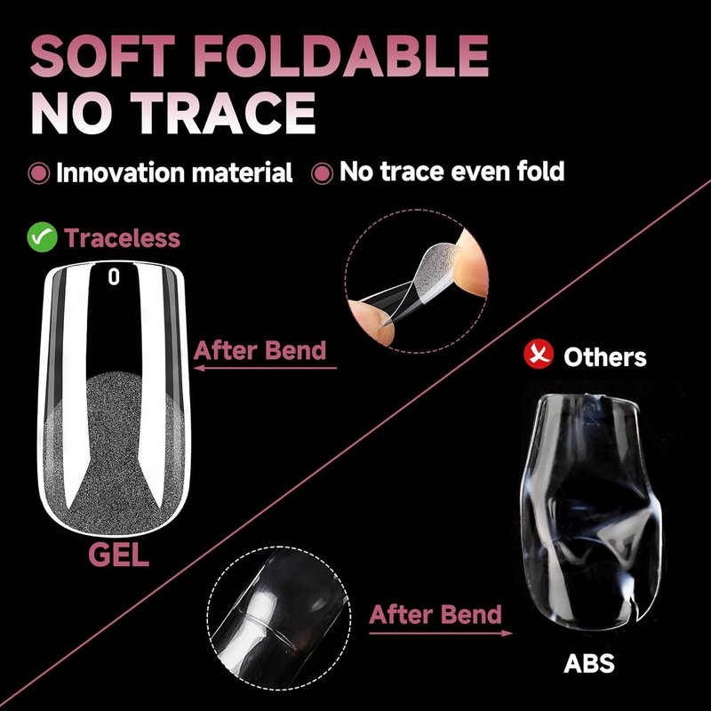 Medium Square Gel Nail Tips - Half Matte Full Cover Acrylic | 312pcs, 12 Sizes for DIY Nail Art