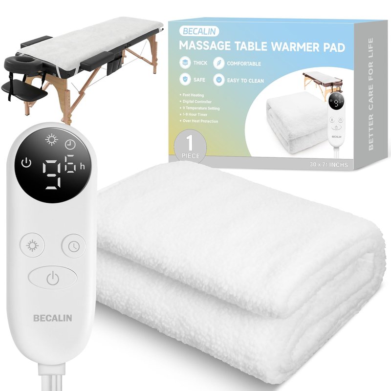 Massage Table Warmer Heating Pad Professional SPA Massage Bed Warmer with 9 Timer, 9 Heat Settings, Overheat Protection for Massage Bed & Spa, Thickened & Soft Fleece, 30" x 71"