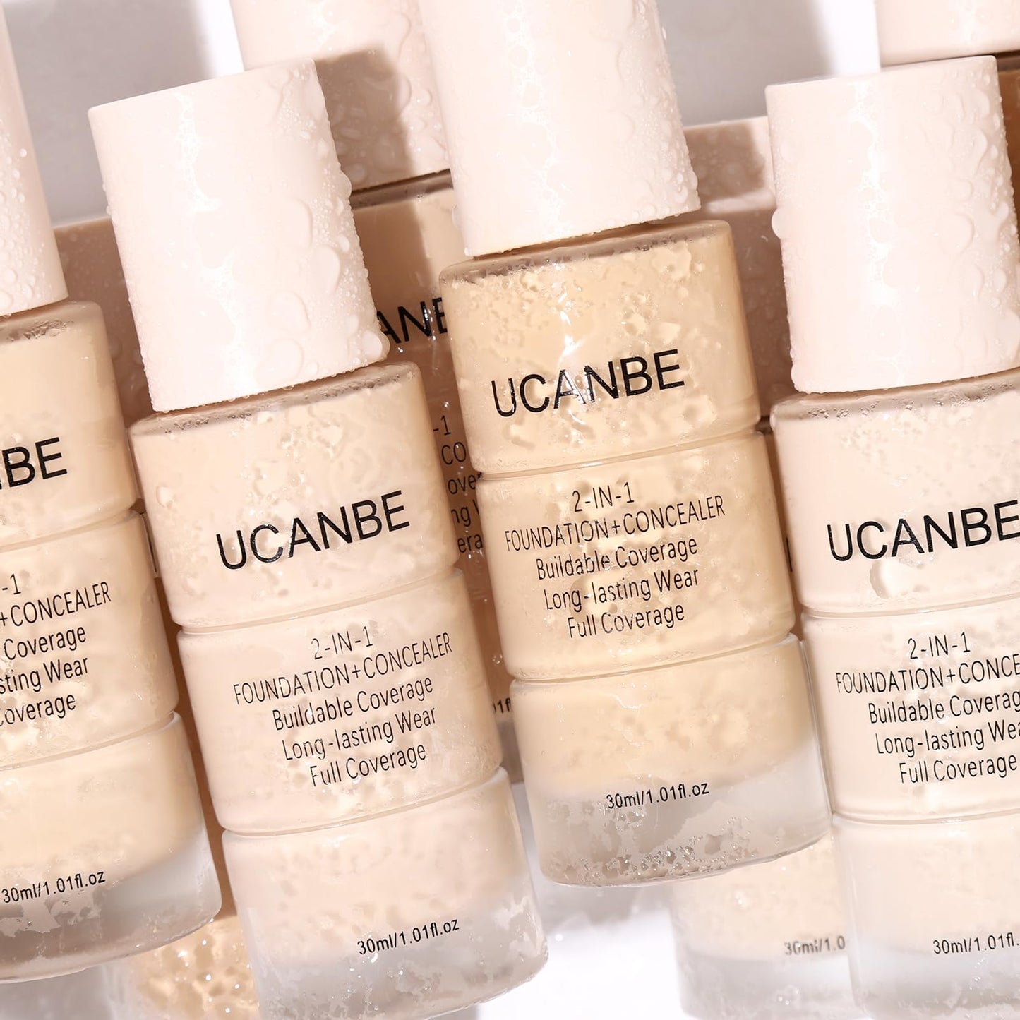 UCANBE 2-in-1 Liquid Foundation & Concealer, Full Coverage Foundation Makeup Set for Combination & Oily Skin, Hydrating Formula with Hyaluronic Acid, Vitamin C (06 Warm Honey)