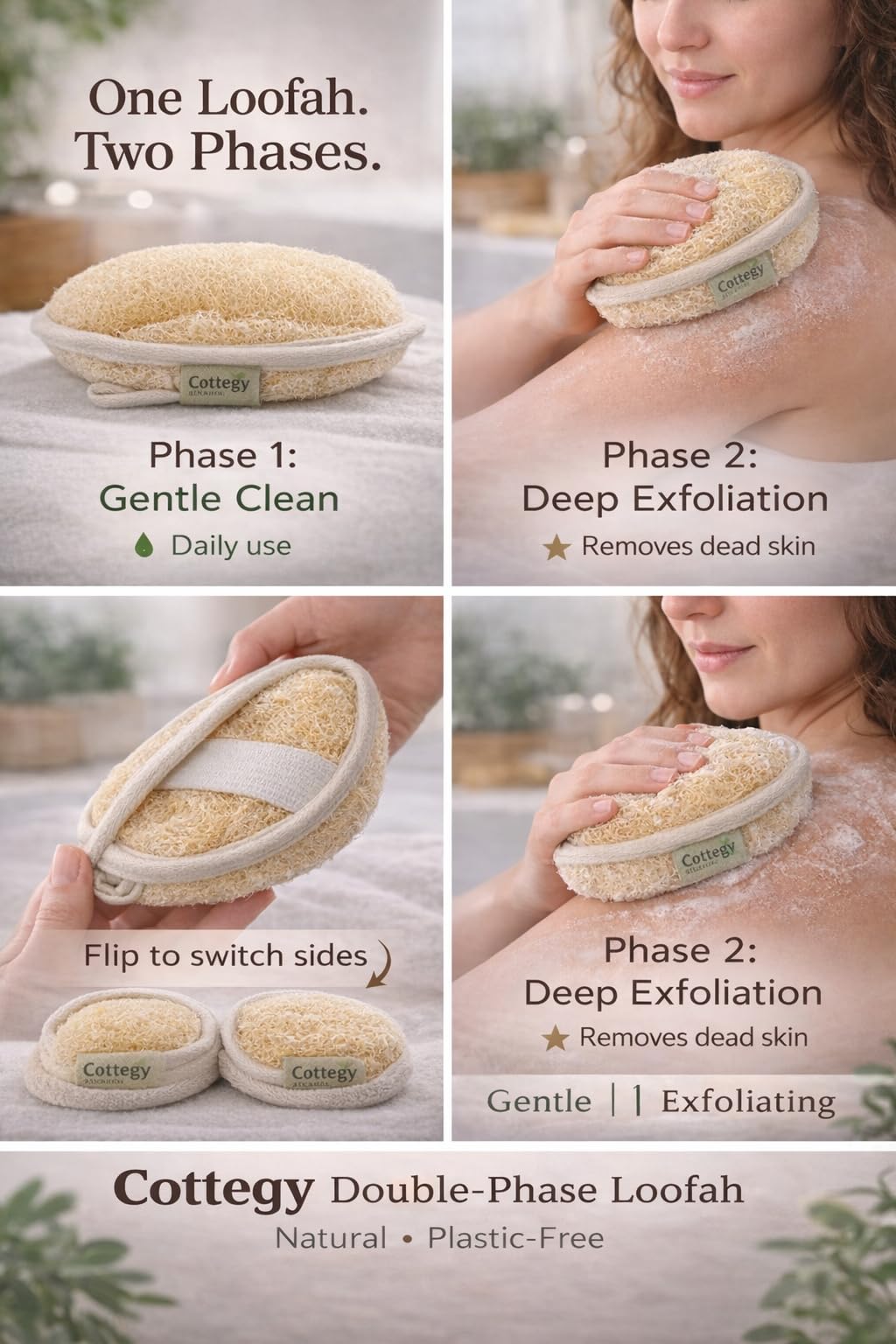 Egyptian Loofah Exfoliating Scrubber - Natural Loofah Exfoliating Body Scrubber - Eco-Friendly Bath & Shower Sponge for Face & Body, 100% Natural, Men & Women - Double face (1, Large)