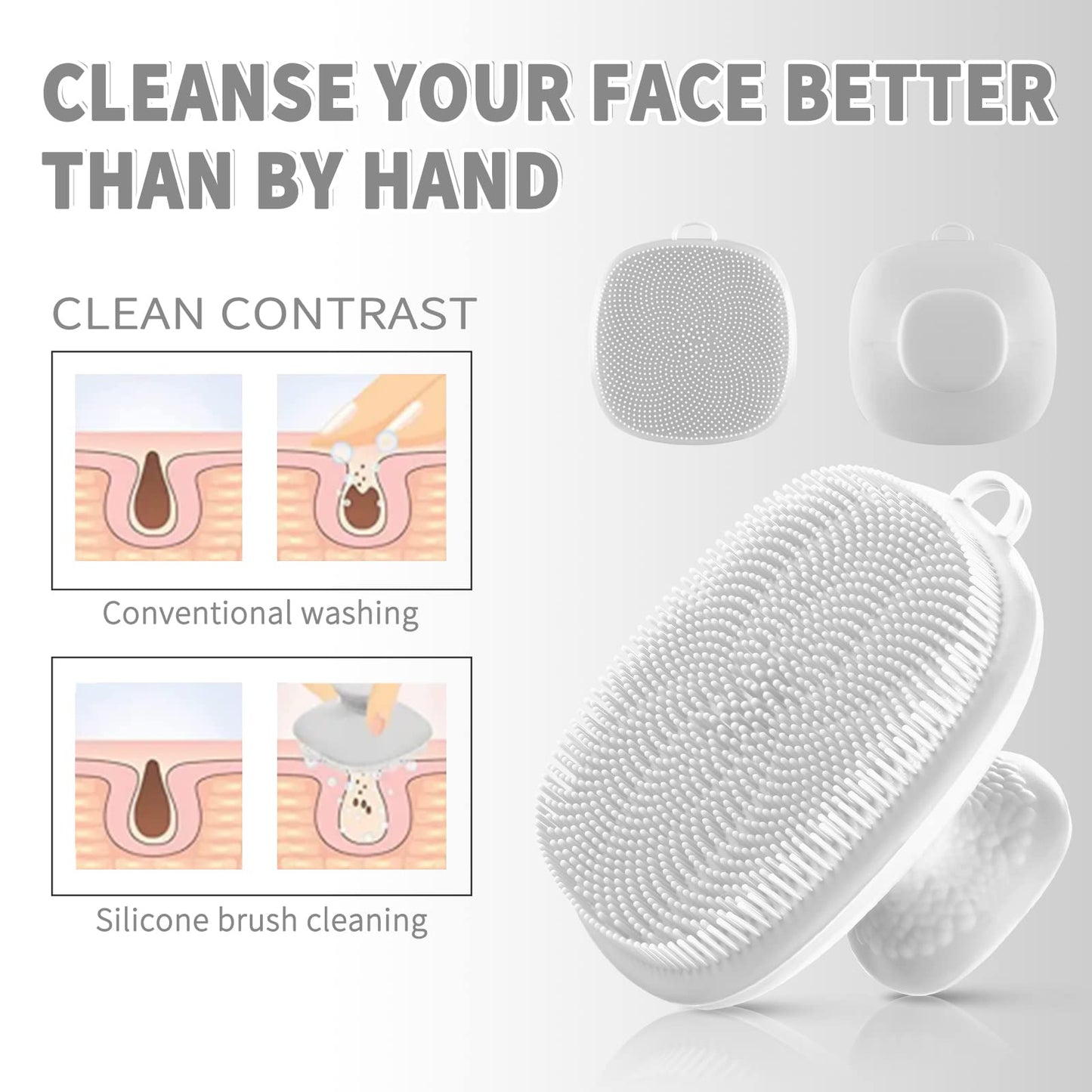 Silicone Face Scrubber for Men Facial Cleansing Brush Silicone Face Wash Brush Manual Waterproof Cleansing Skin Care Face Brushes for Cleansing and Exfoliating (White)