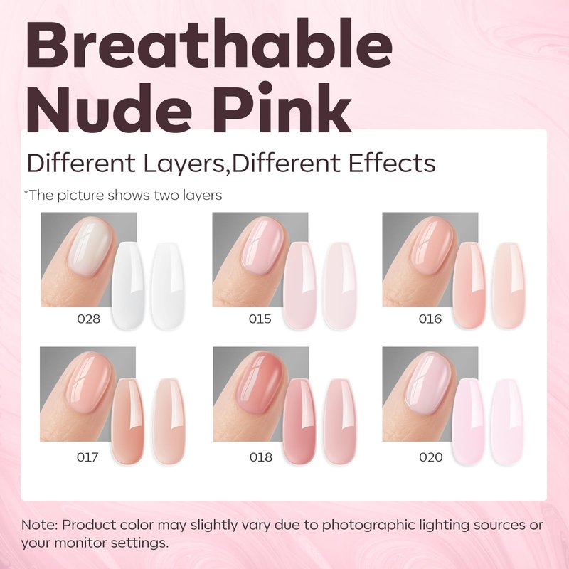 modelones Gel Polish Builder Nail Set, Builder Base Colors Jelly Nude Pink Hard Strengthener Rubber Gel Polish 8-in-One Extension LED Nail Lamp Cured 6 Colors