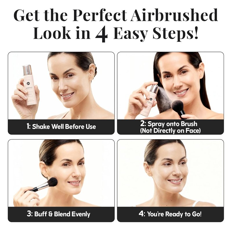 MagicMinerals AirBrush Foundation - 2-Piece Set with Kabuki Brush | Anti-Aging Spray Makeup for Radiant Skin - Fair