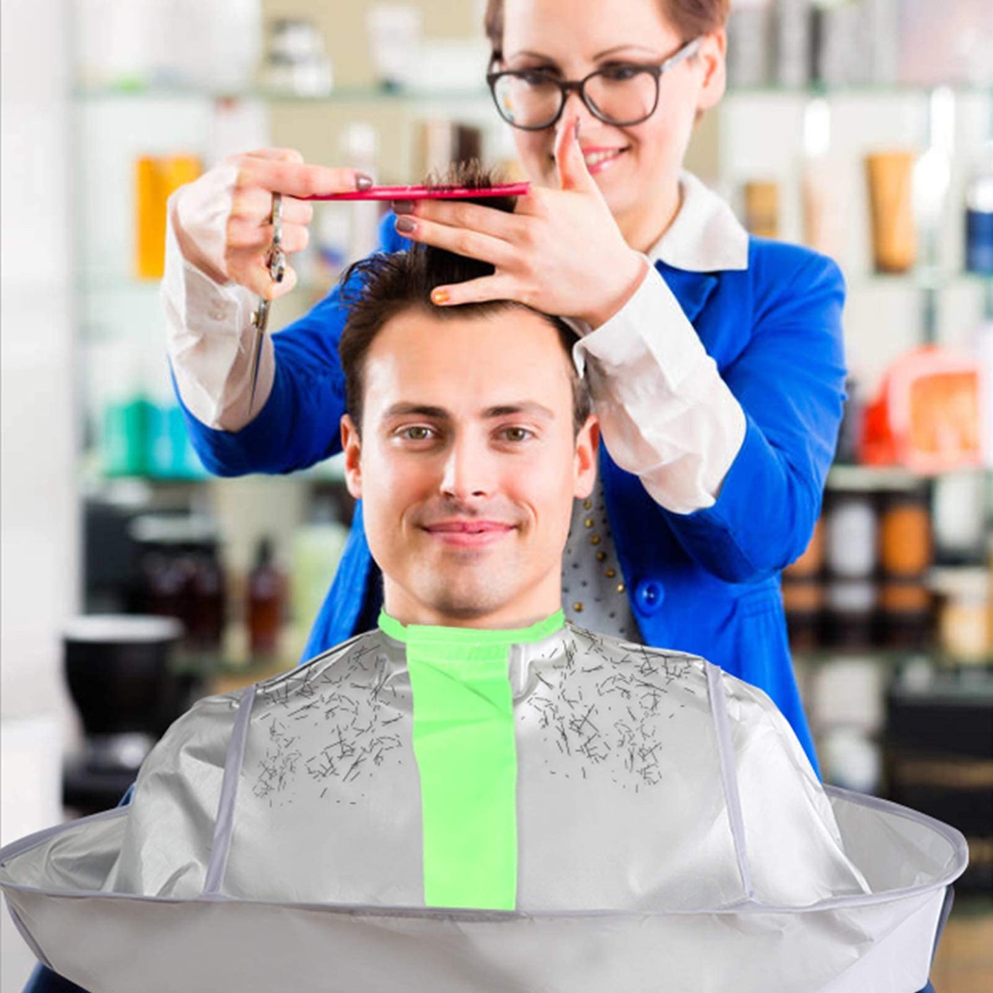 woniutch Hair Cutting Capes Umbrella for Adults, Barber Cape Cloak Cape for Home and Salon Use, Keep Hair Off Clothes and Floor