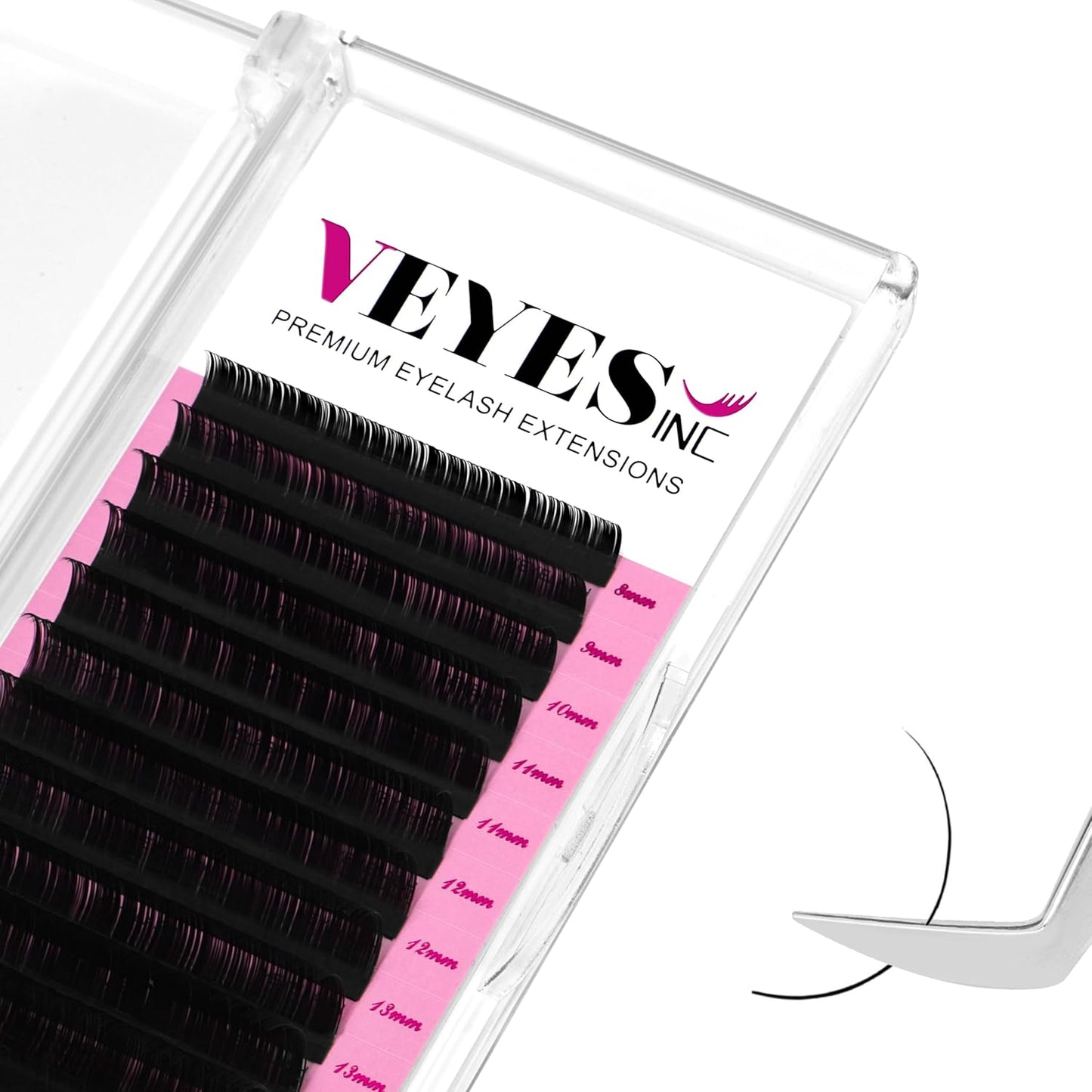 VEYES INC Classic Volume Lash Extensions 0.03-0.20 J/B/L/C/CC/D/DD Curl 5-25mm Mixed & Single Length Tray, Premium Silk Eyelashes, Professional Supplies for Lash Techs(Matte Black 0.15 C 15mm)