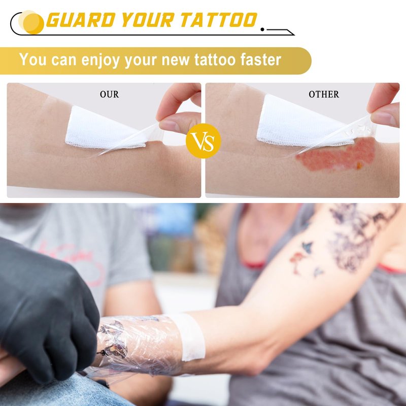 Narkysus Waterproof Second Skin Tattoo Cover, Tattoo Aftercare Bandage Roll 2"/4"/6"x 2 Yd Cover Up Tape Patch Transparent Film for Initial Healing and Skin Repair Tattoo Supplies