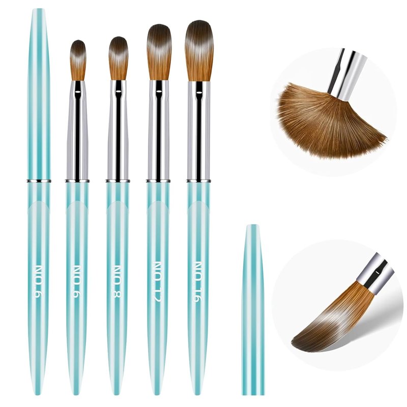 MAGIC ARMOR Acrylic Nail Brush Set - 4pc Kolinsky Nail Art Brushes for Acrylic Powder Application, Extension & Carving