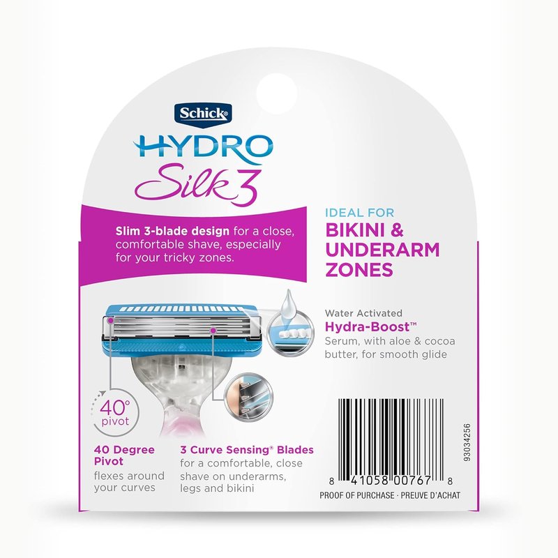 Schick Hydro Silk 3 Razor Blades - Women's Refills for Smooth Shaving | 4 Count