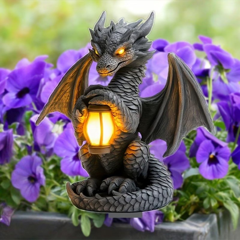 Dragon Holding The Lamp Acrylic Garden Stake, Indoor and Outdoor Garden Acrylic Decoration, Suitable for Flower Pots and Landscape Beautification, Suitable for Courtyards and Lawn