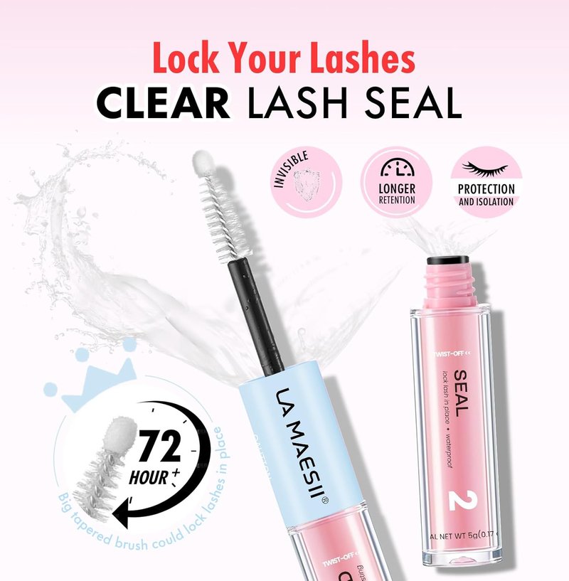 LA MAESII Lash Bond and Seal 10ML - Waterproof, Long-Lasting Eyelash Cluster Glue | Quick-Dry, Latex-Free Adhesive (Clear)