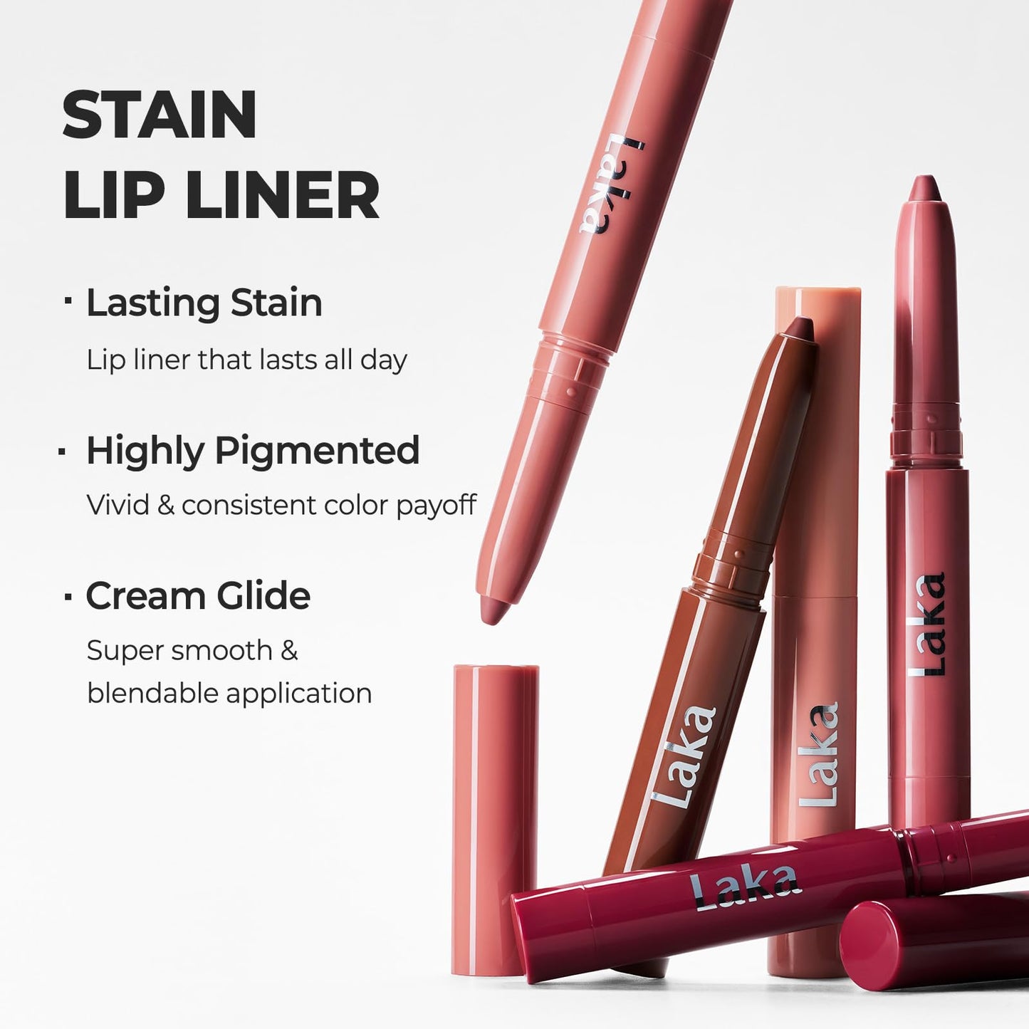 Laka Soothing Prep Lip Mask + Stain Lip Liner #02 Suede Pink & Fruity Glam Lip Tint #124 Maro, Peel-off Lip Mask & Long Lasting Vivid Color