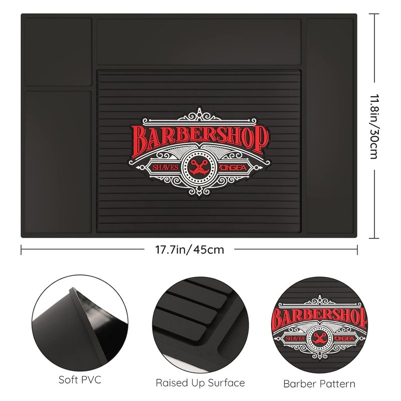 Segbeauty Barber Station Mat - 17.7" x 11.8" Flexible PVC Nonslip Tool Mat for Salon Workstations