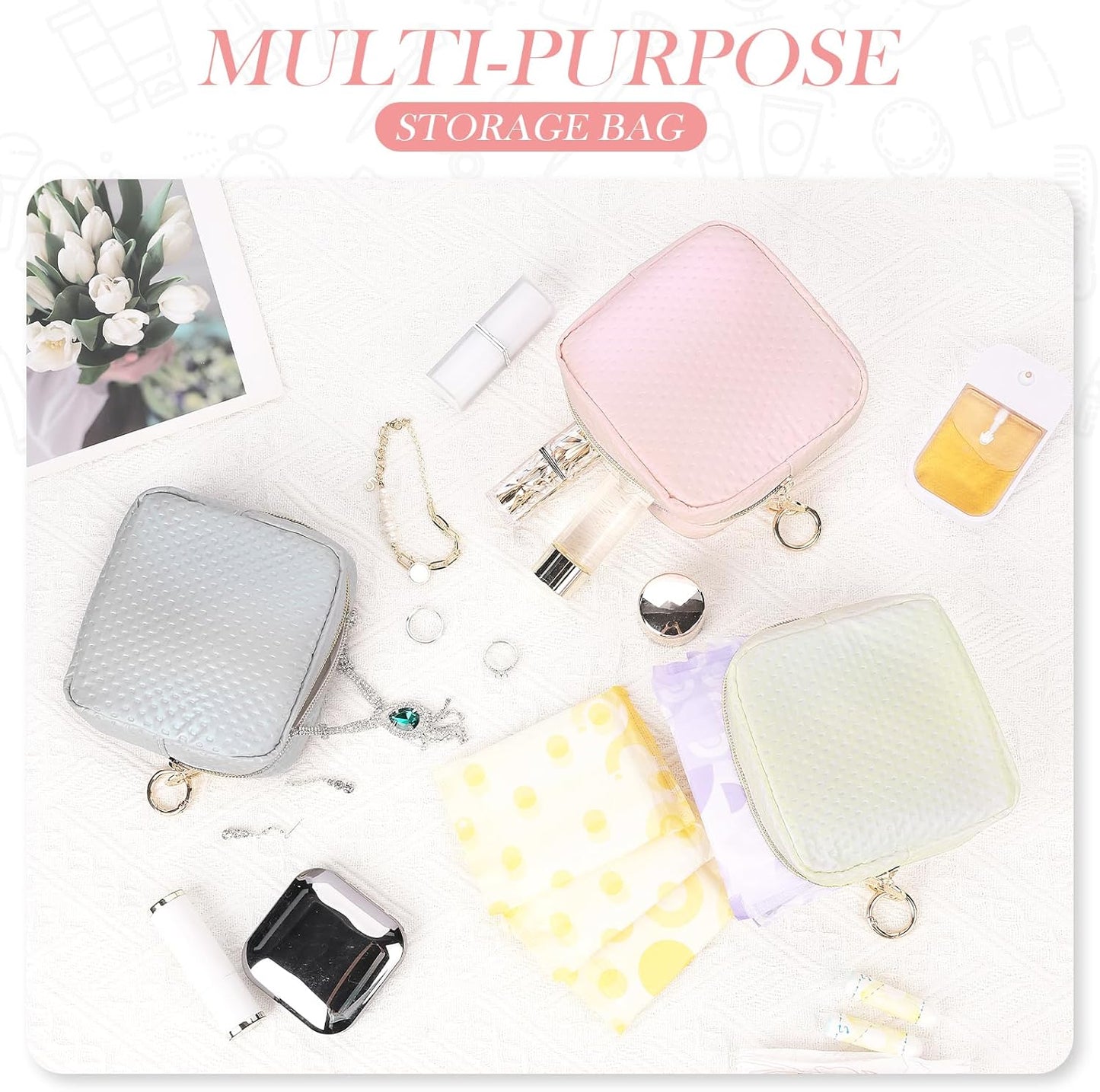 Skiennix Small Makeup Bag - Portable Mini Cosmetic Travel Pouch for Women | Pink, Perfect Gift Option