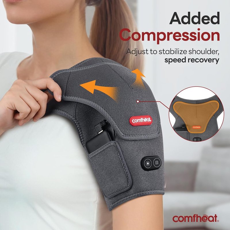 Skiennix Cordless Shoulder Heating Pad - Vibration Massage for Pain Relief | 5000mAh Battery, 1-3H Hot Compress