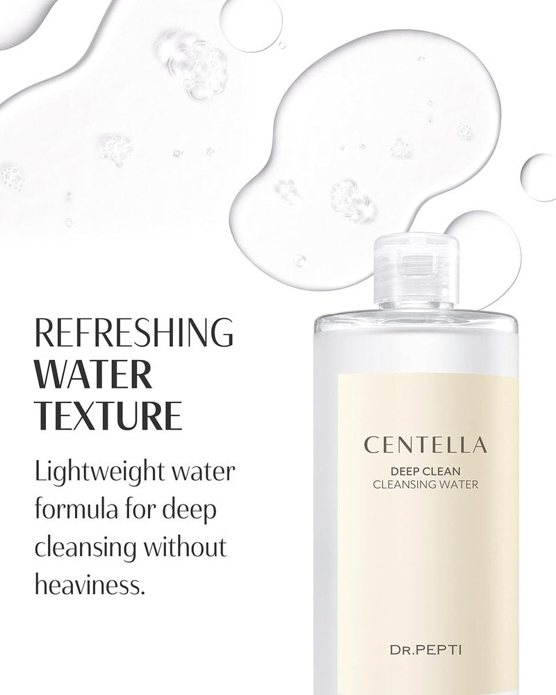 Dr. Pepti Centella Micellar Cleansing Water - Gentle Makeup Remover for Sensitive Skin | 13.5 fl oz