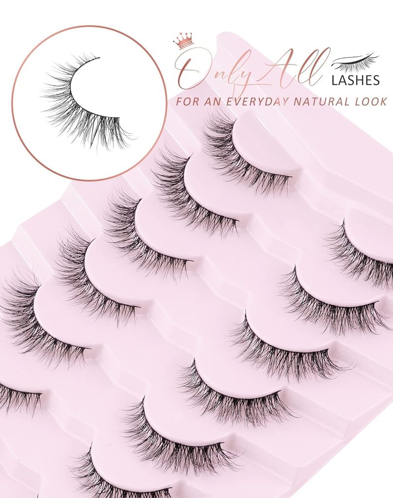 Onlyall Natural Lashes - Wispy False Eyelashes for a Soft, Fluffy Look | 7 Pairs, 6-13MM