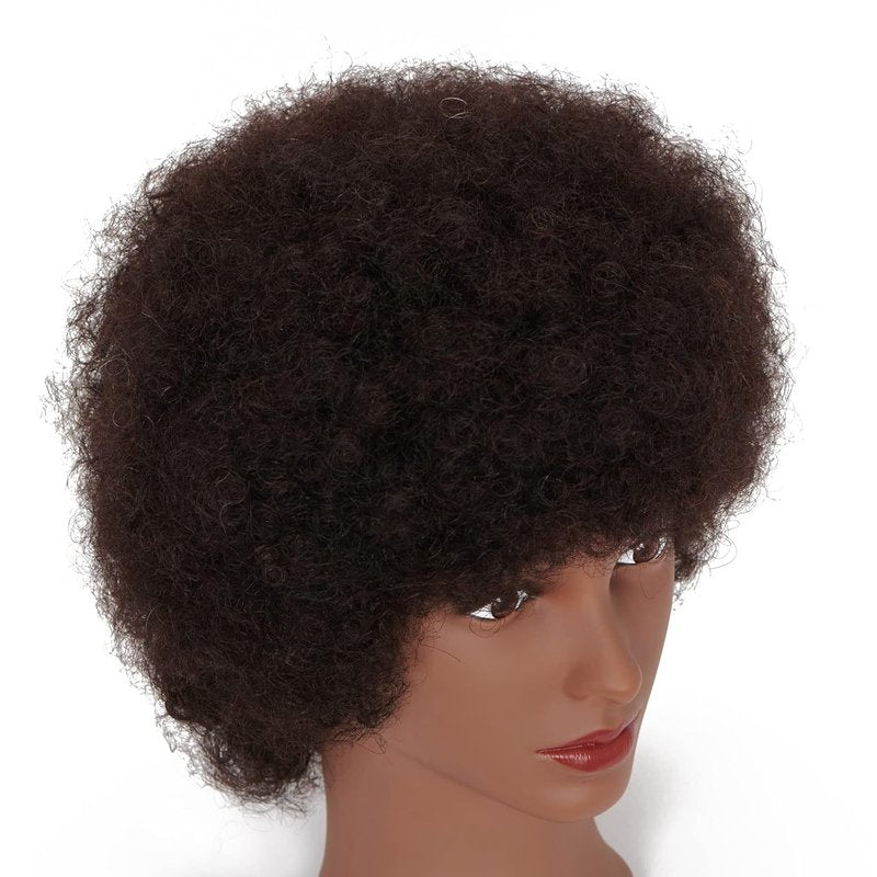African American Mannequin Head - 100% Human Hair Cosmetology Afro Styling & Braiding Practice | Includes Clamp Holder