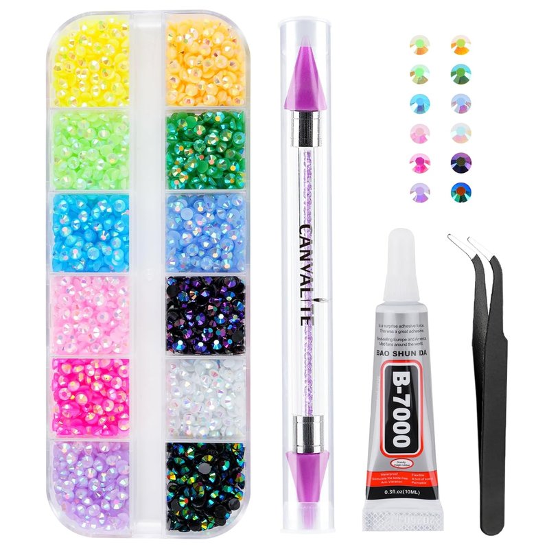 Resin Jelly Rhinestones - 6000Pcs Multicolor 3mm Flatback Gems for DIY Crafting | Includes 10ml Jewelry Glue & Picker