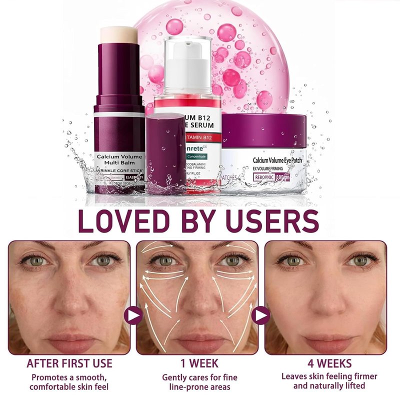 Calcium Volume Multi Balm & Hydrogel Under Eye Patches | 60 Pairs for Gentle Firming & Moisture Routine