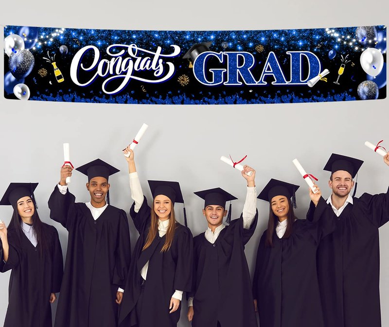 2026 Graduation Decorations-Congrats Grad Yard Sign Banner Decoration for Class of 2026 Graduation Party Supplies(Blue and Black)