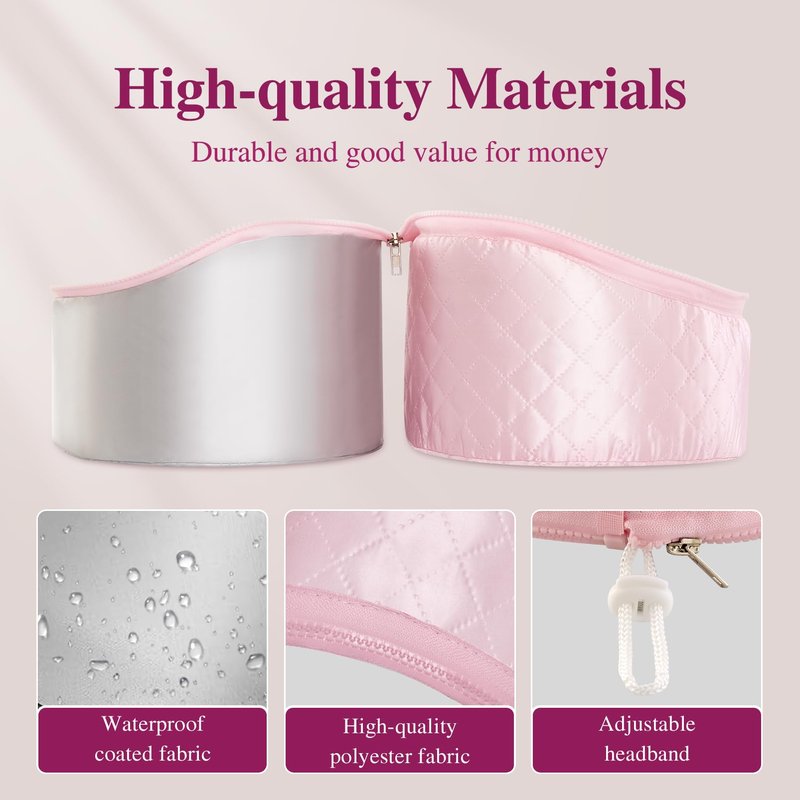 Heat Cap for Deep Conditioning: 10-Level Heats Up Quickly 3 Time Settings Hair Steamer for Natural Hair Home Use Thermal Steam Cap for Black Hair Portable Heating Caps Pink