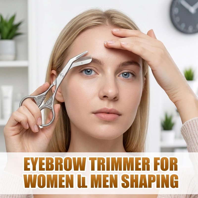 Skiennix Eyebrow Trimming Scissors - Stainless Steel Grooming Tools for Men & Women | Black
