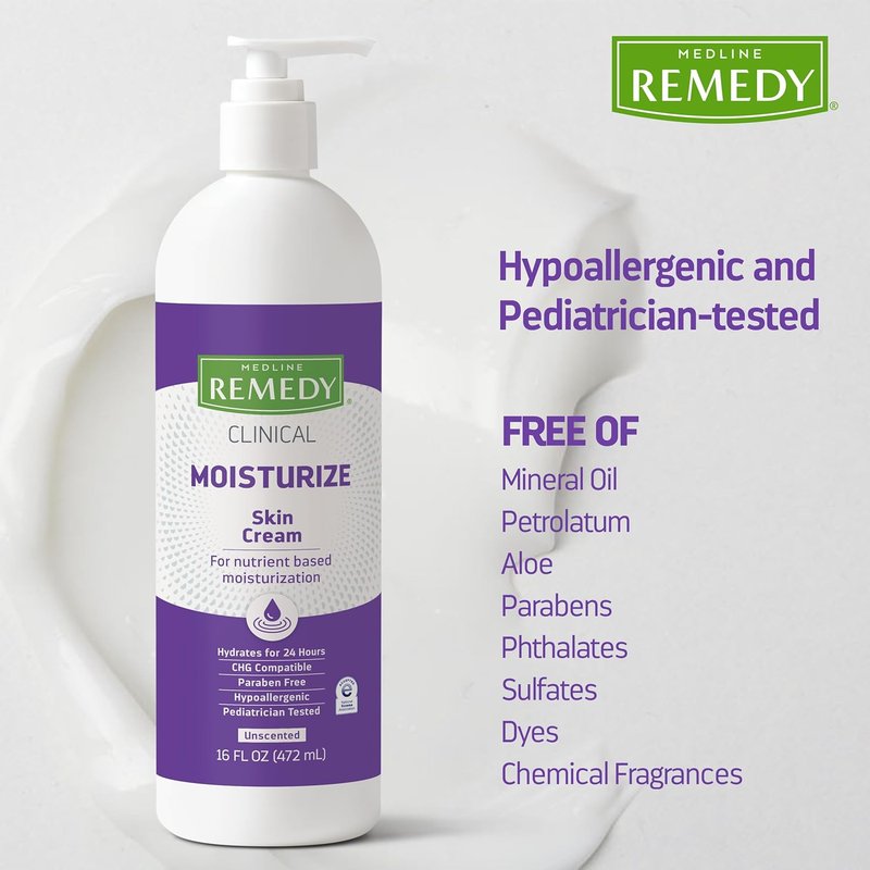 Medline Remedy Nourishing Skin Cream - Unscented Paraben-Free Moisturizer | 16 Fl Oz