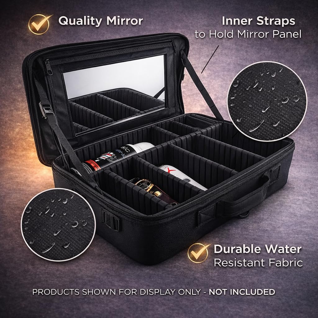 Stylecraft On-The-Go Barber or Stylist Professional Travel Case, Nylon with Multi-Pockets and Compartments