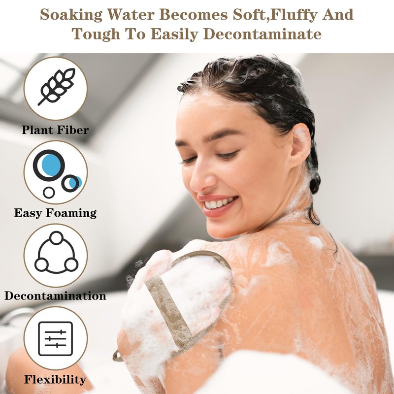 2 Pcs Loofah Sponge Natural Body Scrubber Loofahs for Shower Exfoliator Natural Lufa Bath Scrub Loofa Sponge Pad, Large Lufas for Men and Women Loufa Luffa Beige