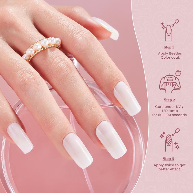 Beetles Milky White Jelly Gel Nail Polish Set - 15ml Translucent Soak Off UV/LED Gel for Nail Art