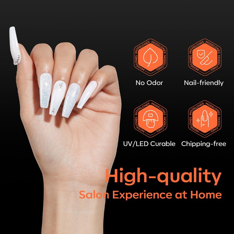 modelones French Nail Tips, 500 Pcs Natural Medium Square Half Cover Nail Tips Gel Milky White Soft Fake Extensions Acrylic 10 Sizes with Box