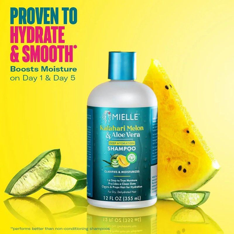Mielle Organics Kalahari Melon & Aloe Shampoo - Hydrating Sulfate-Free Formula for Curly Hair | 12 Ounce